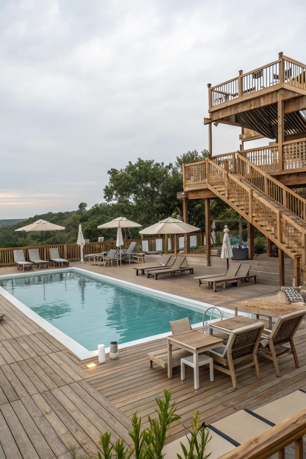 Multi-layered decking delivers varied functionality.