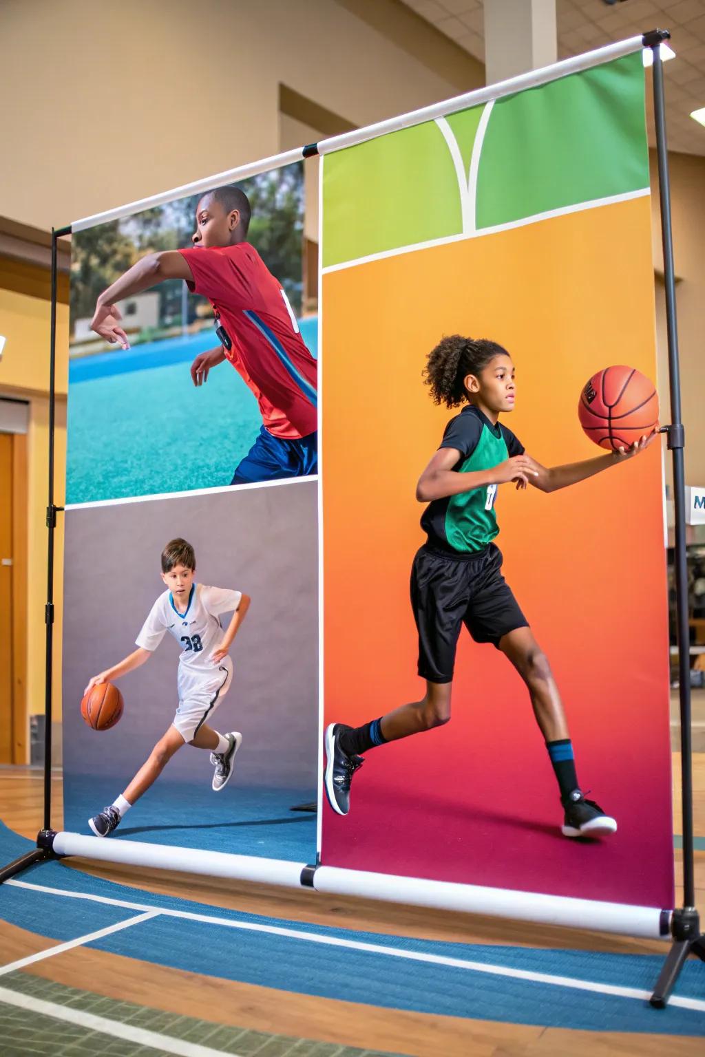 Energetic sports poster celebrating achievements.