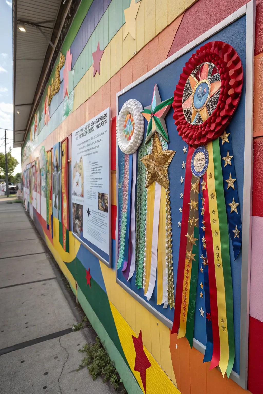 Colorful poster featuring decorative embellishments.