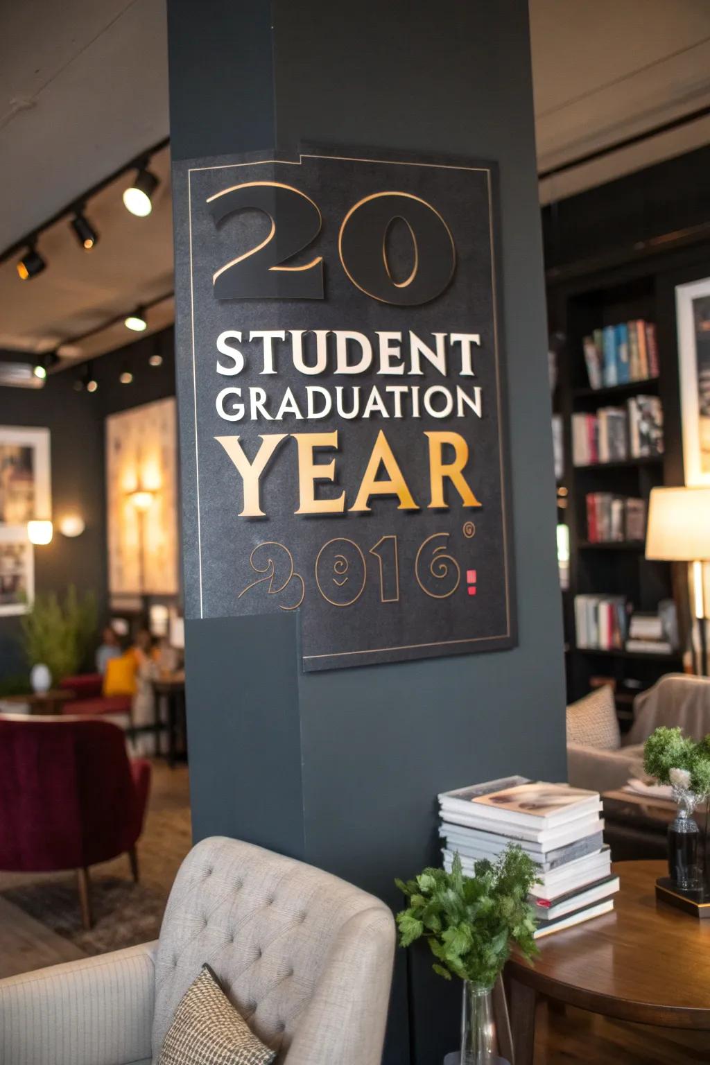 Elegant personalized graduation poster with shimmering highlights.