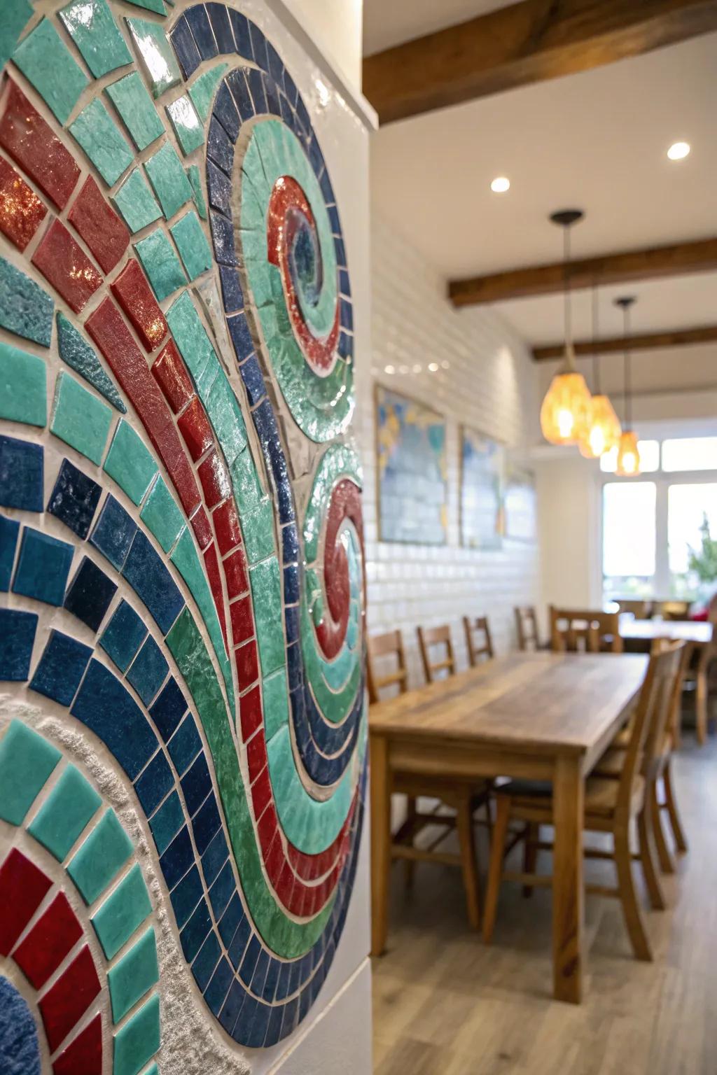 Artistic arrangements of glass squares make striking, creative statements.