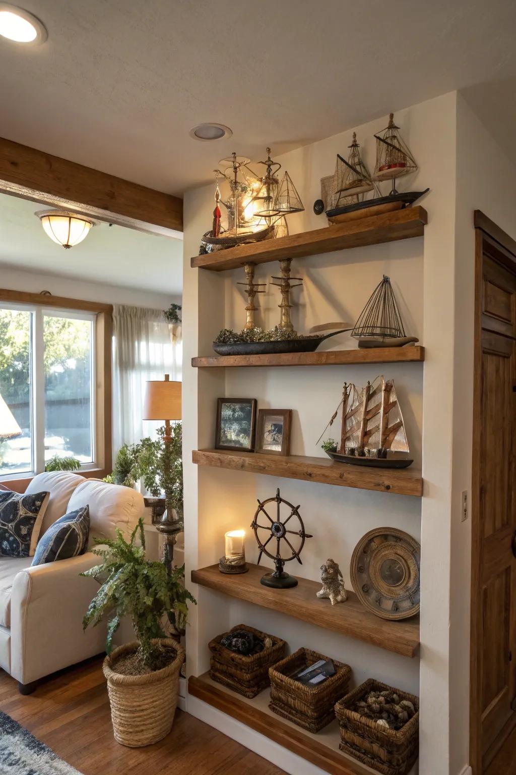 Introduce the seaside abode with a maritime-themed alcove.