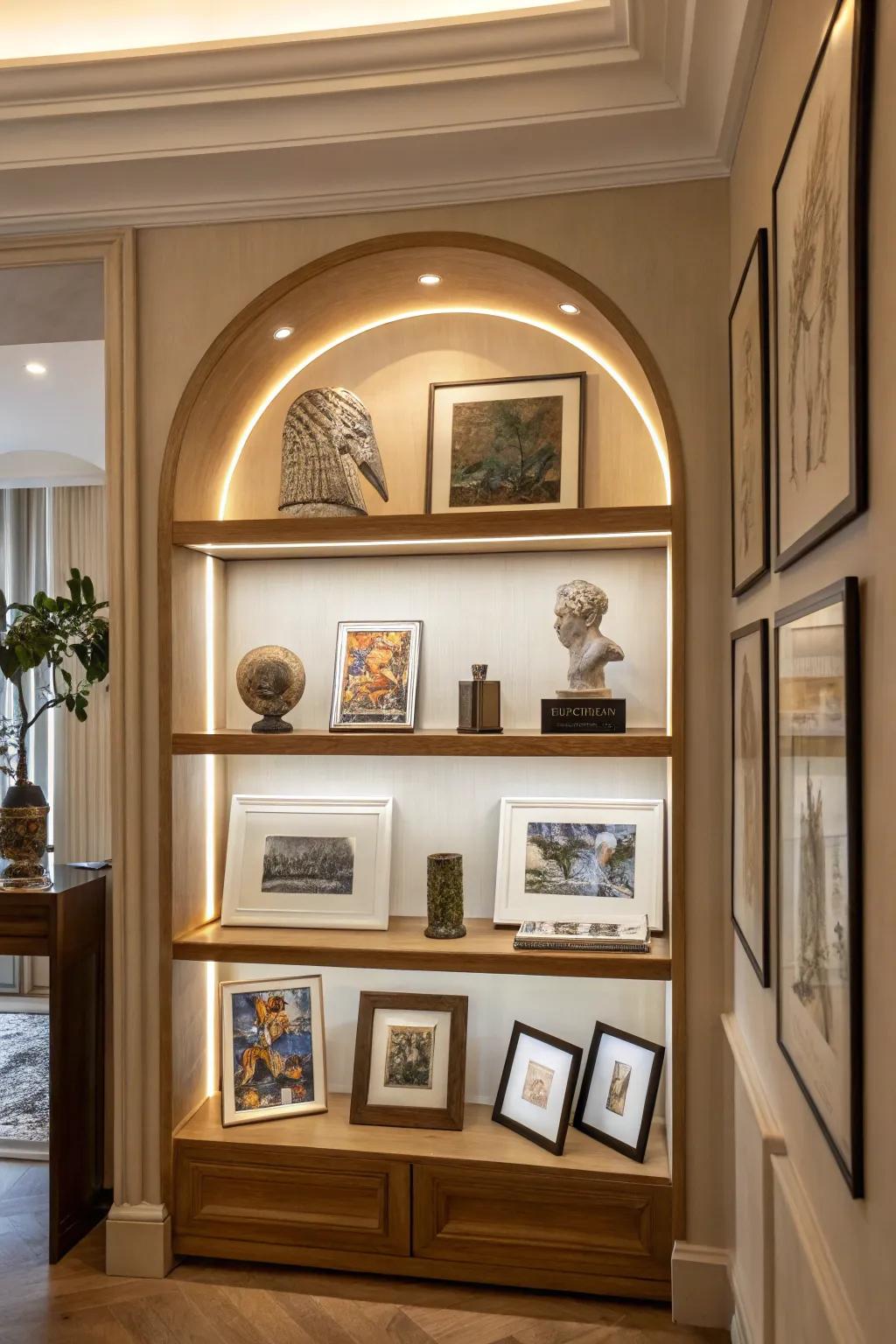 Transform your alcove into an individualized art gallery.
