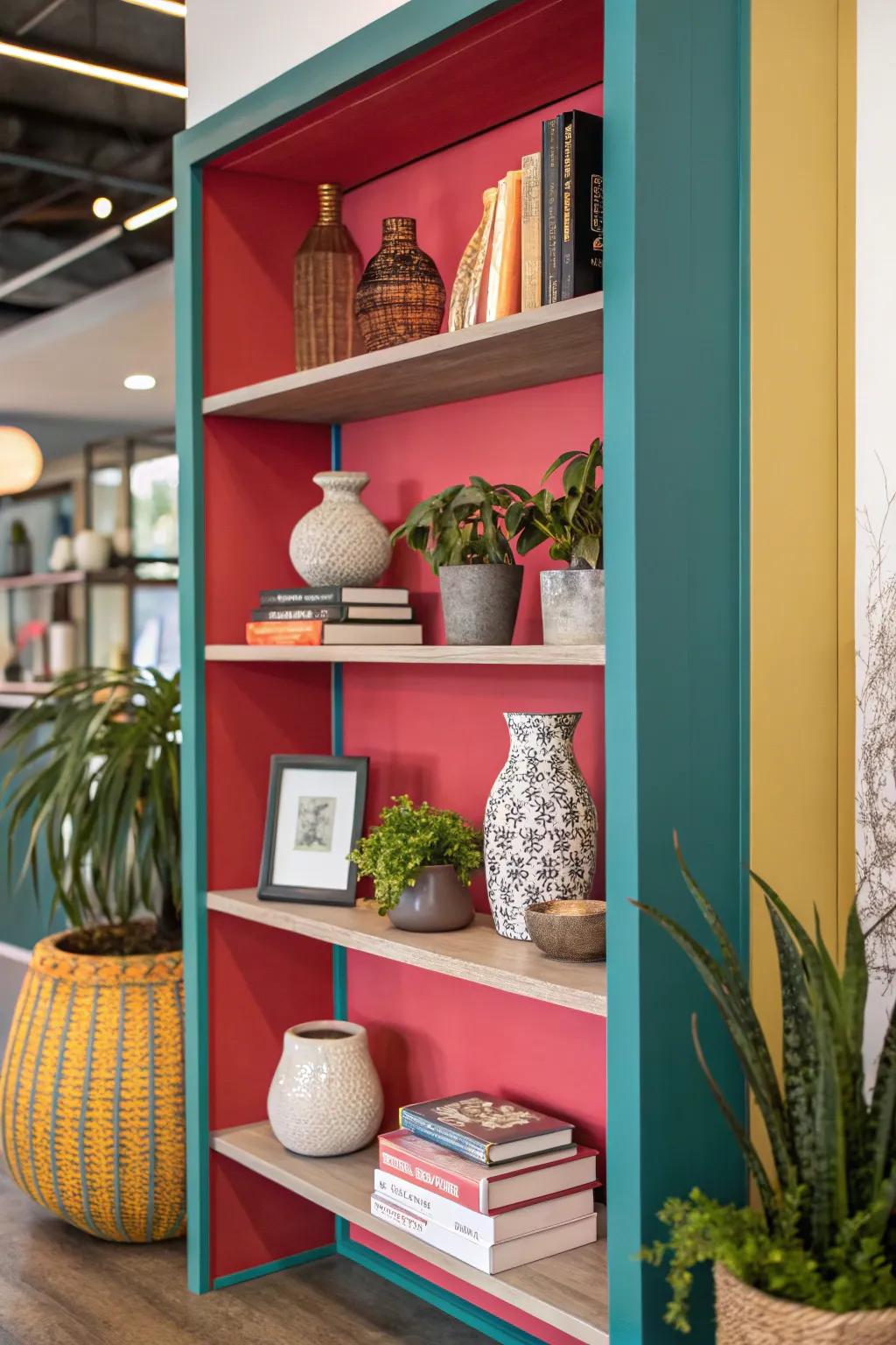 Include a stroke of color to your alcove racks for supplemental flair.