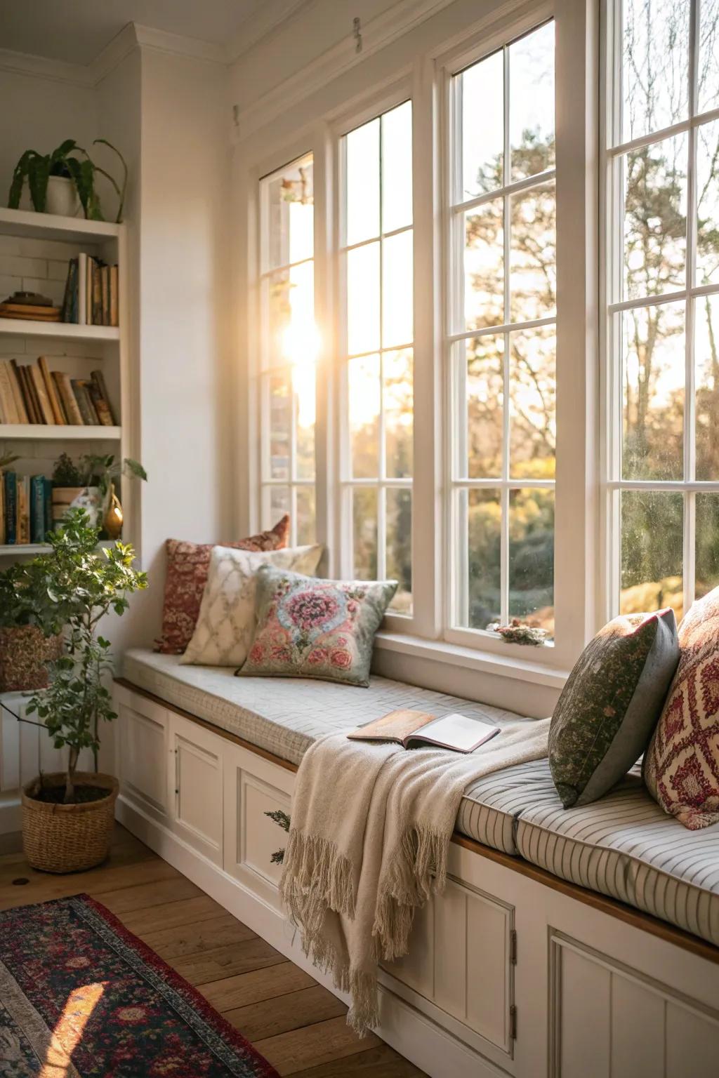 Built-in window seat offering a perfect nook for relaxation