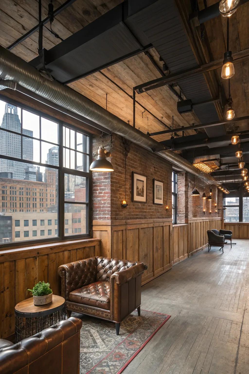 Merge country and industrial components for a sophisticated and urban style.