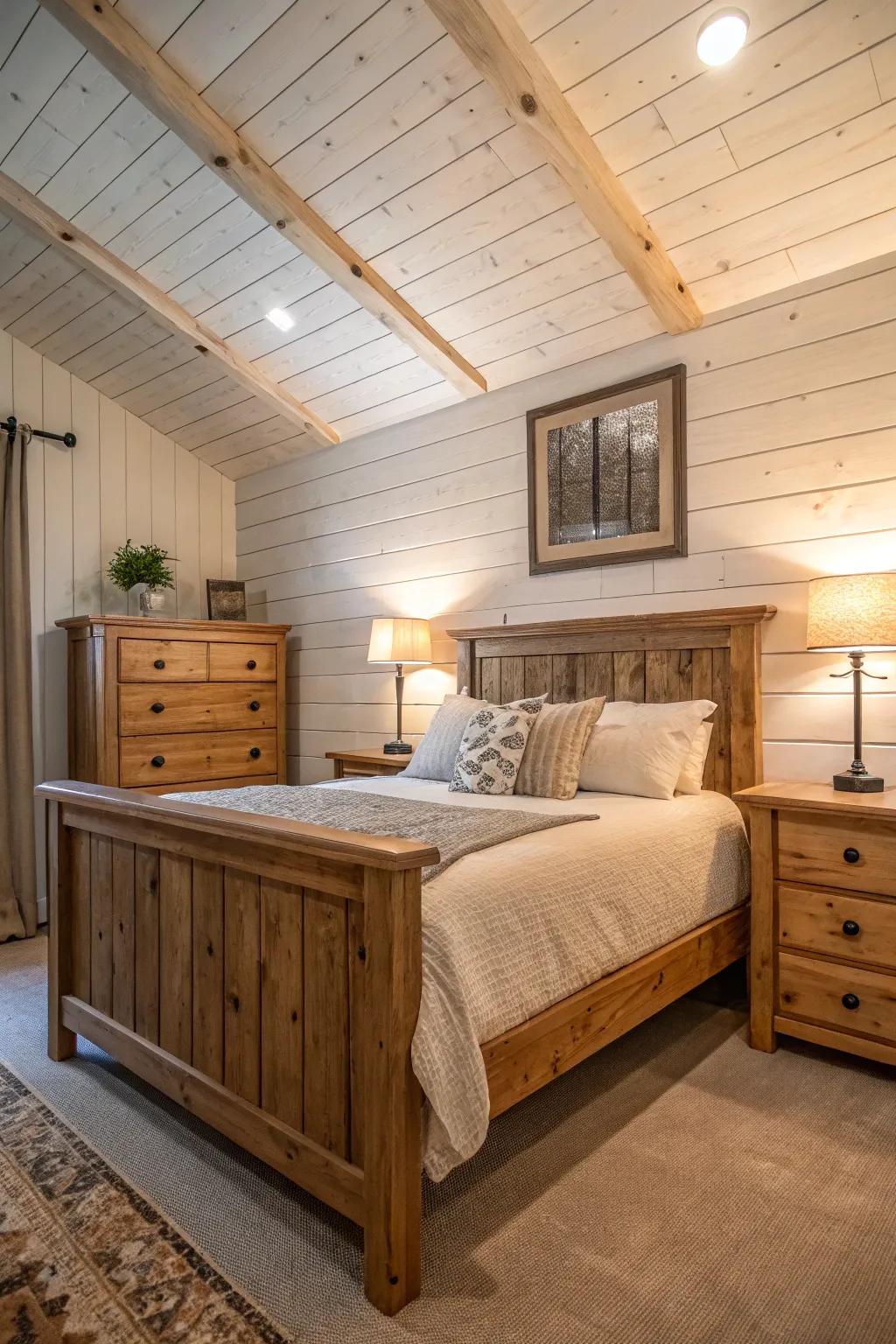 Shiplap walls introduce a delightful texture.