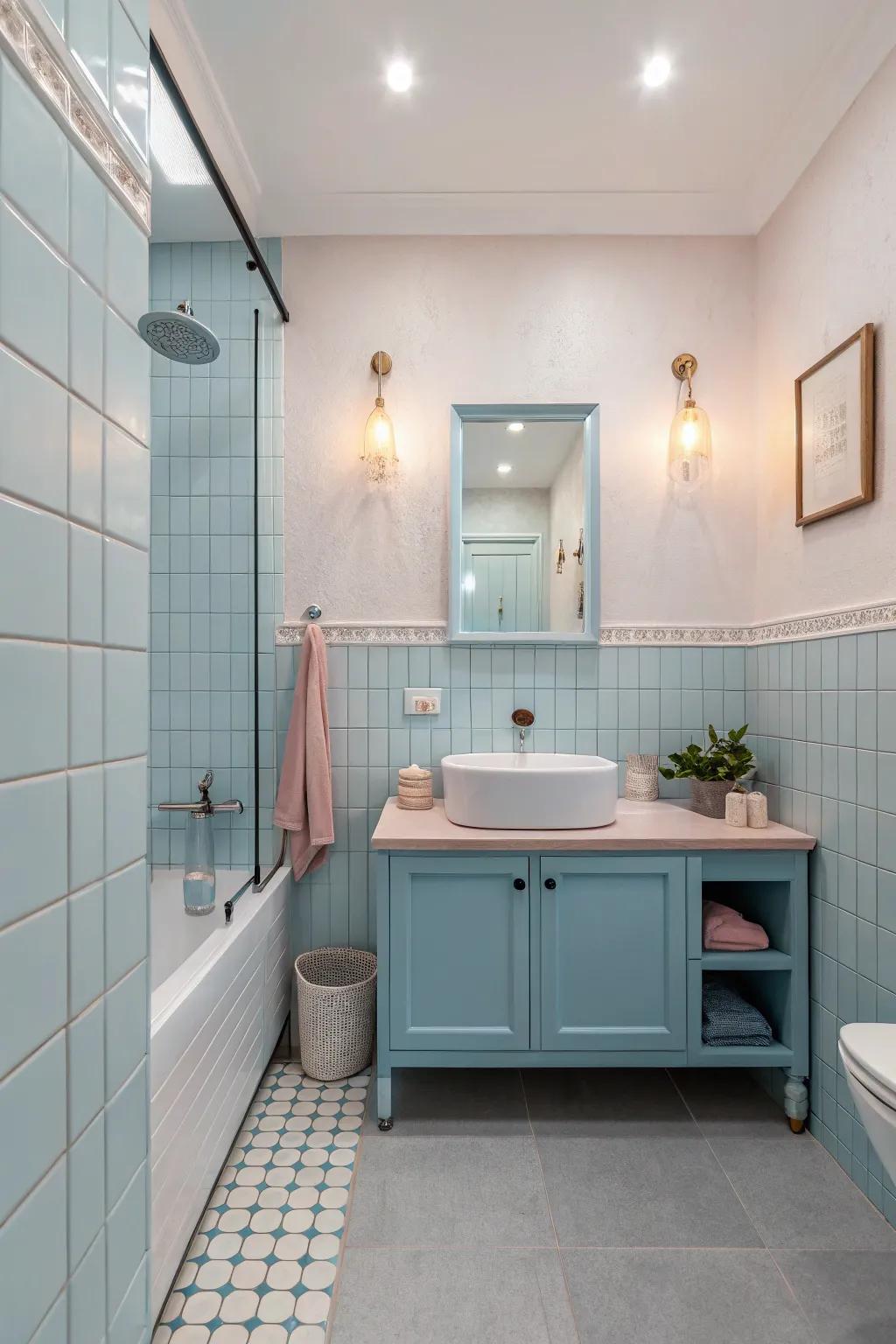 Soft pastels add a delicate, soothing touch.