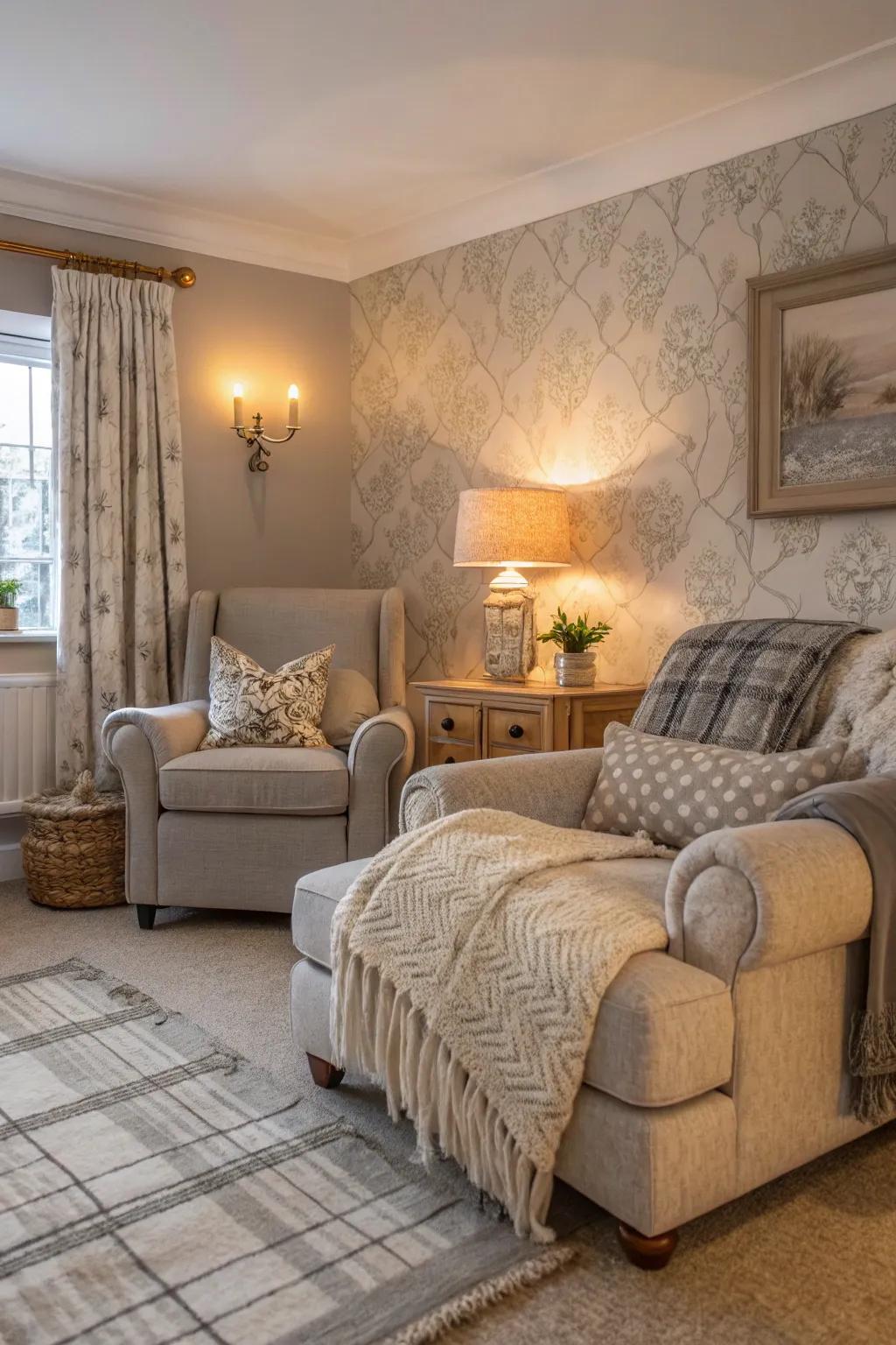 Muted neutrals create a grounded and restful space.