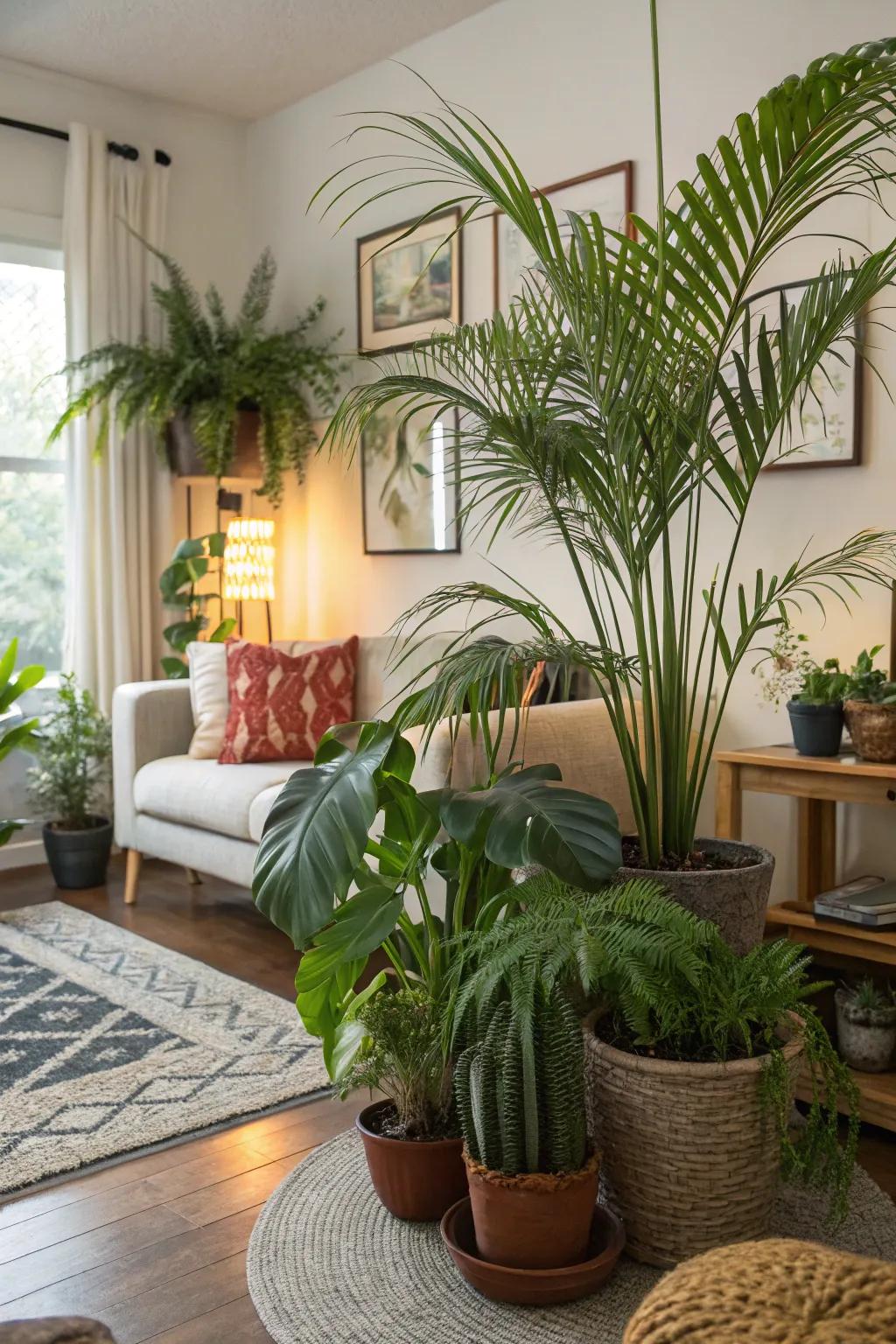 Interior botanicals delivering freshness and energy to the living room.