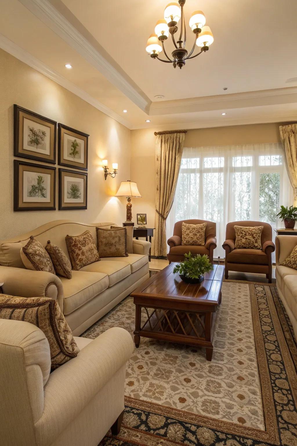 A symmetrical arrangement bringing balance to the living room.