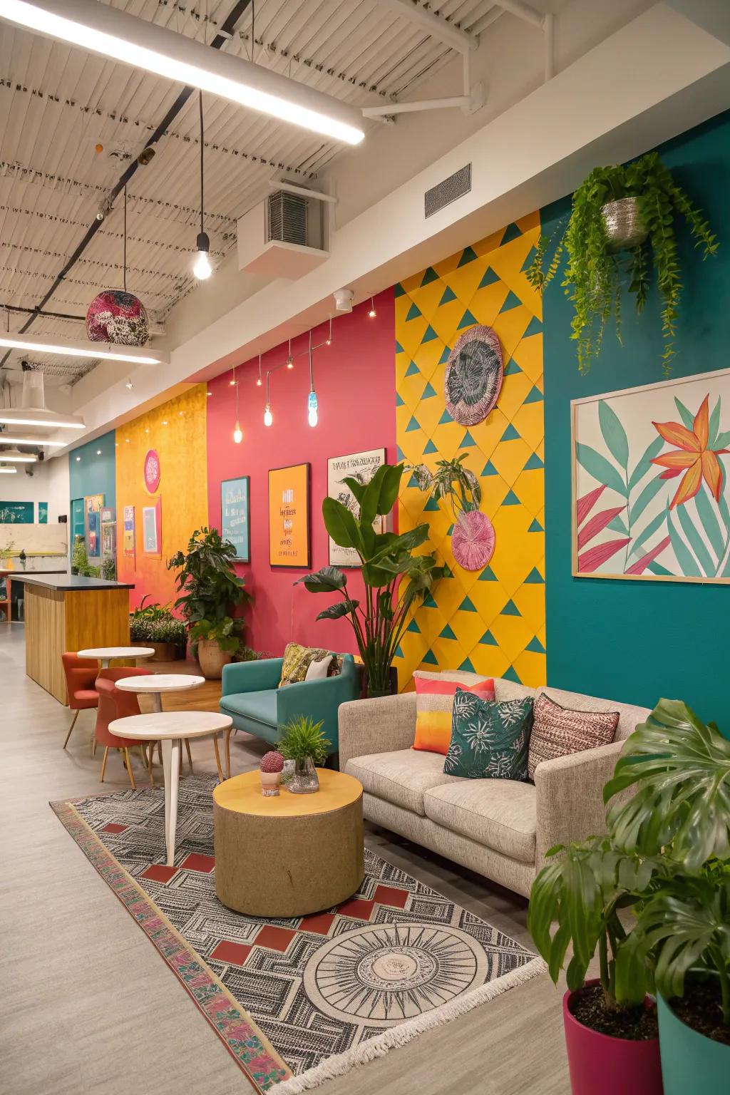 Bright colors infuse energy and creativity into the space.