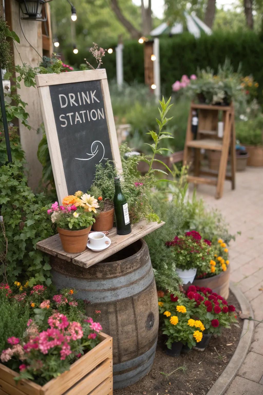 Writing board signs contribute a tailored touch to your drink station.