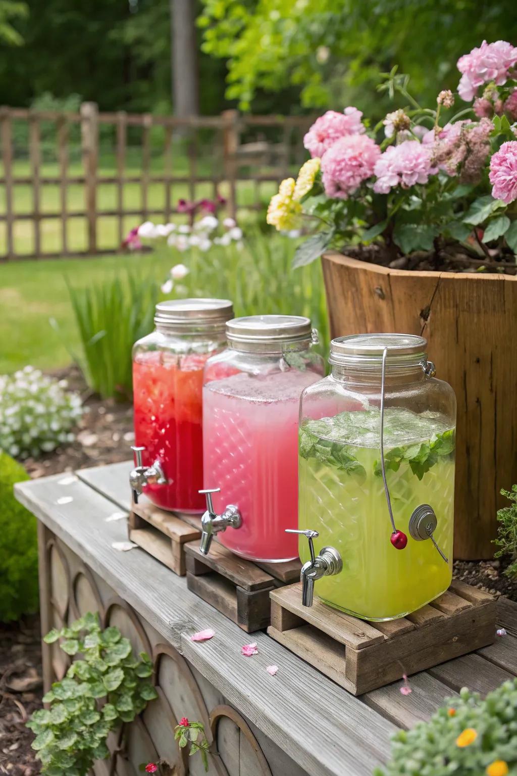 Glass container dispensers introduce a nostalgic touch to any gathering.