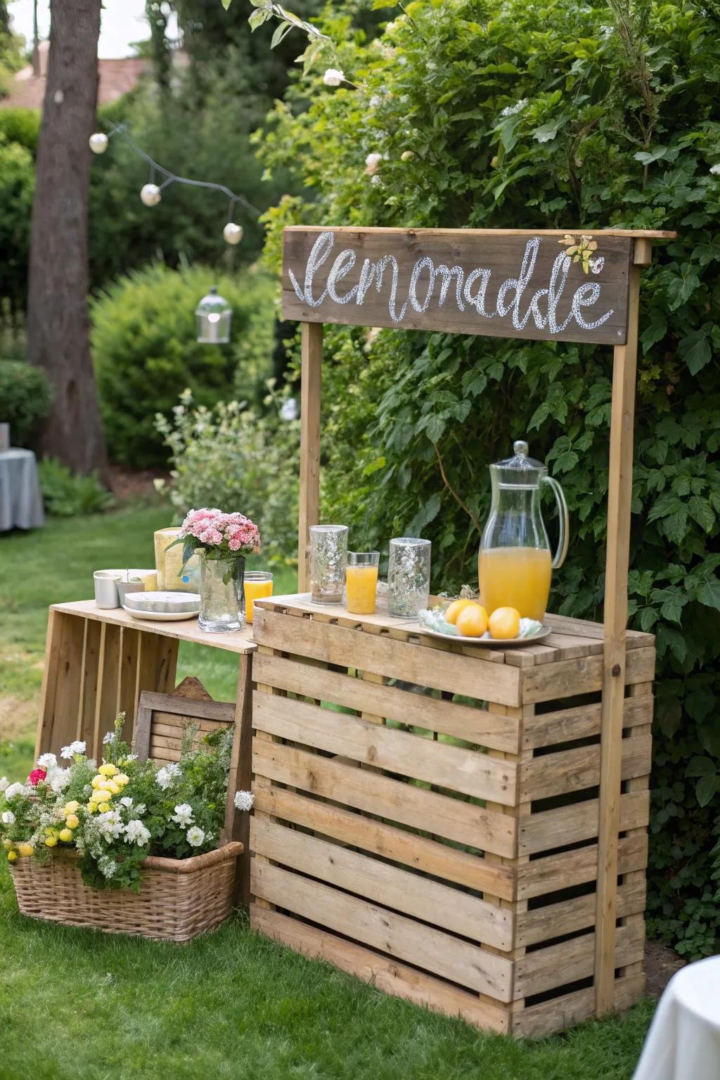 A lemonade booth introduces nostalgic charm to outdoor celebrations.