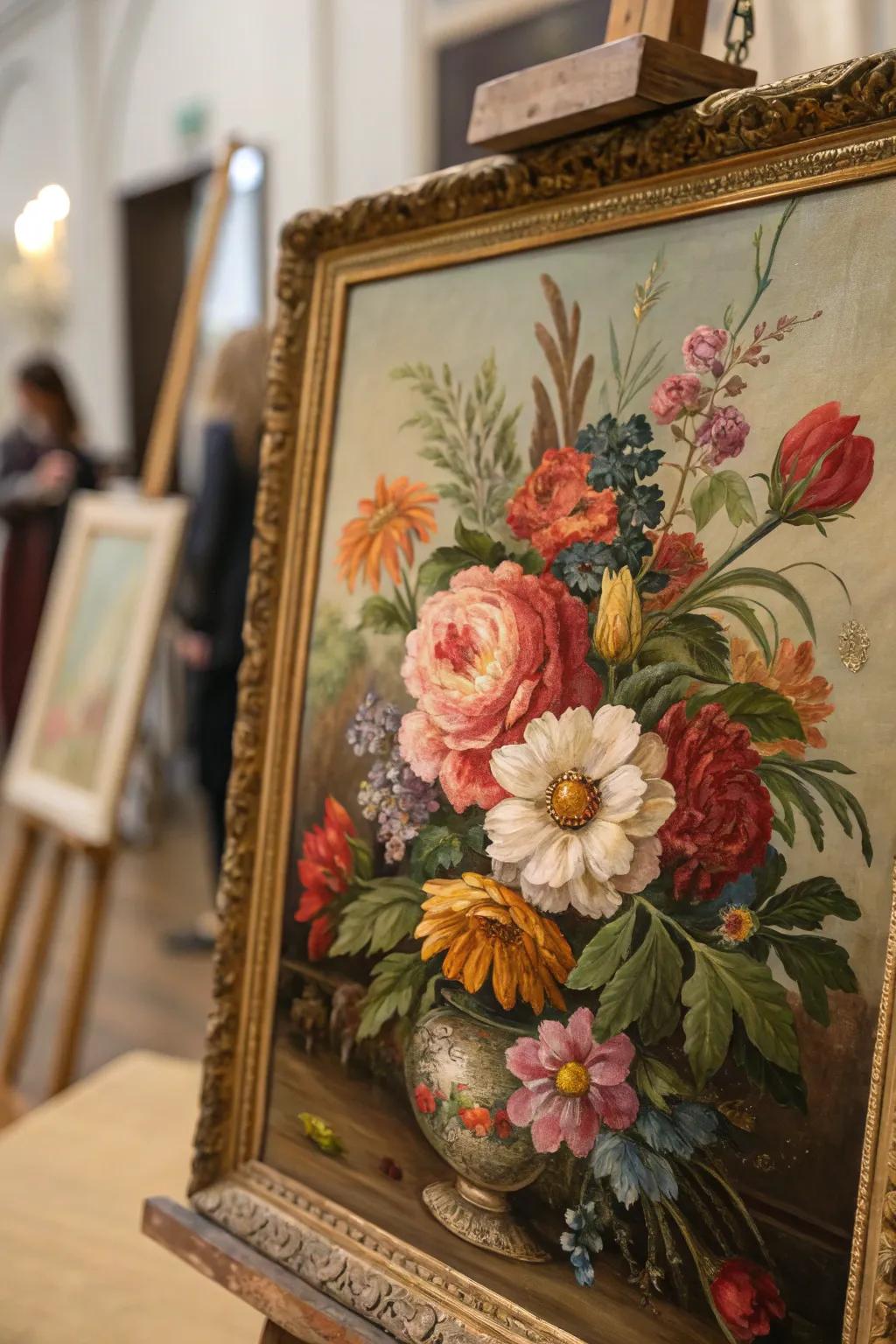 Botanical artworks fill rooms with hue and vitality.