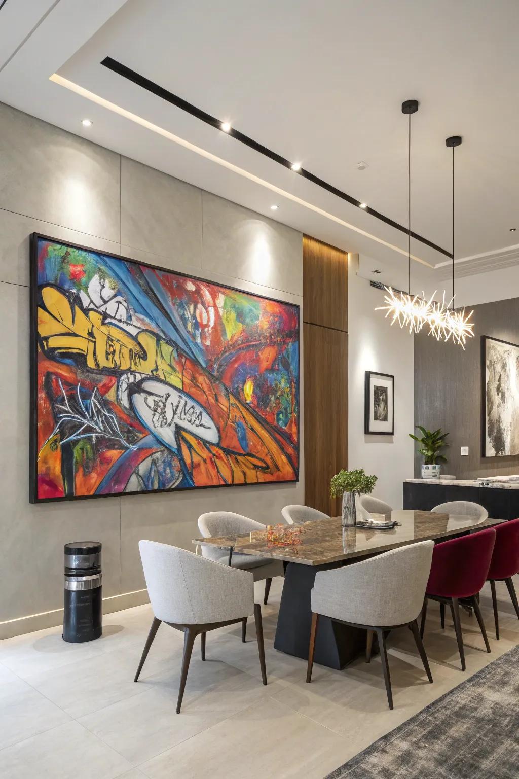Grand abstract art introduces dynamic vitality to your area.