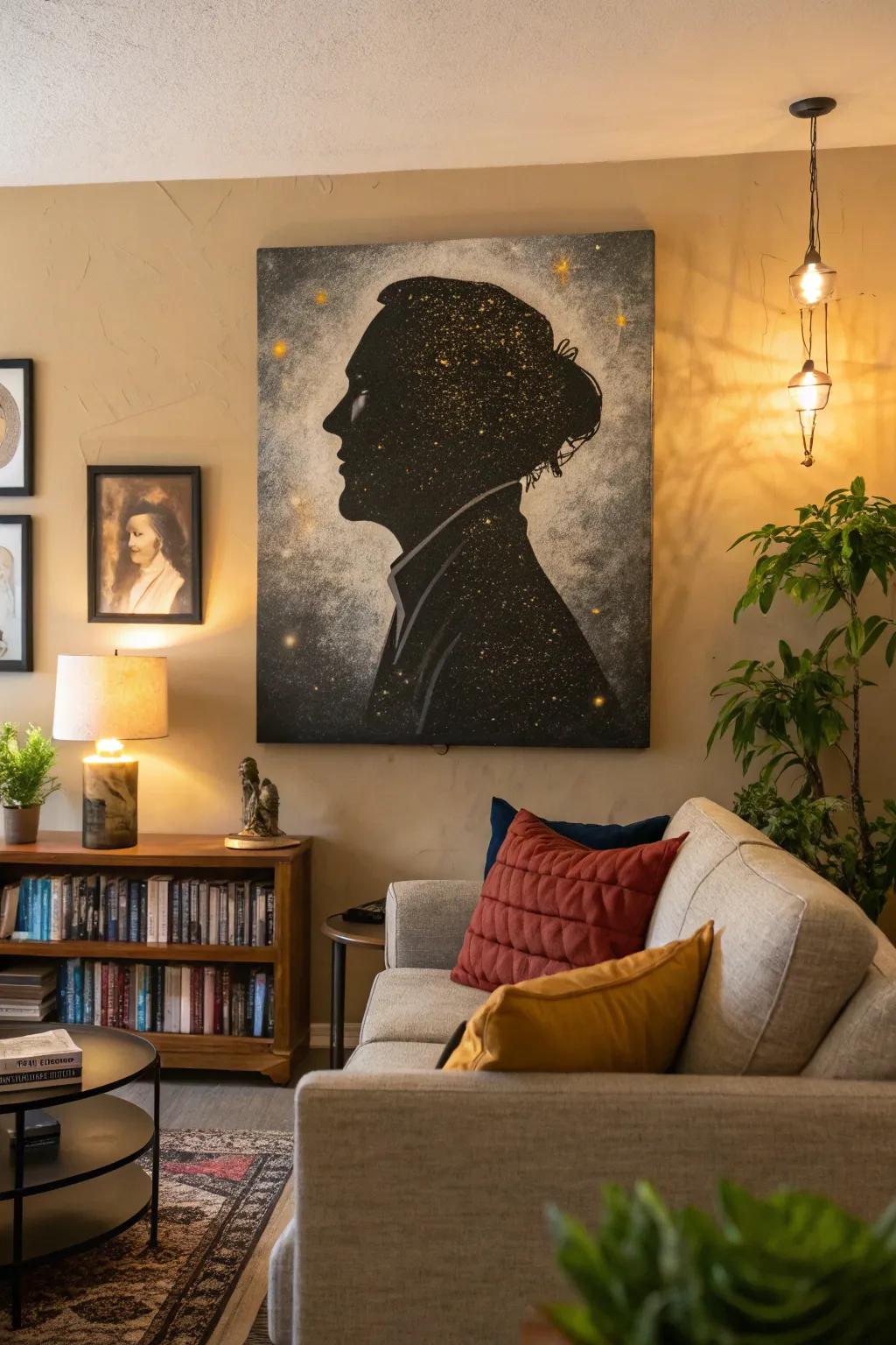 Outline portraits contribute a personal and artistic element.