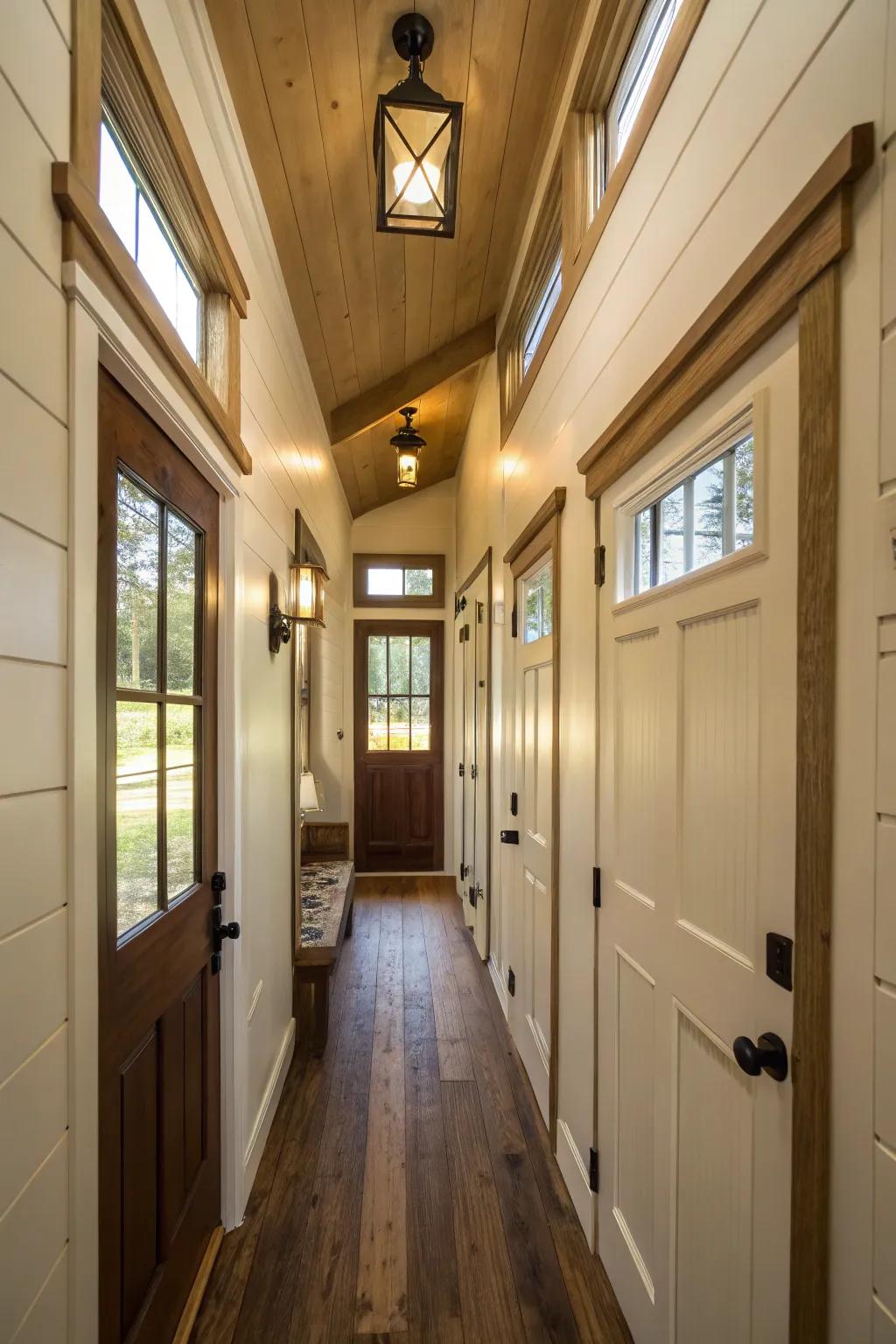 Transom windows incorporate illumination into unexpected areas.