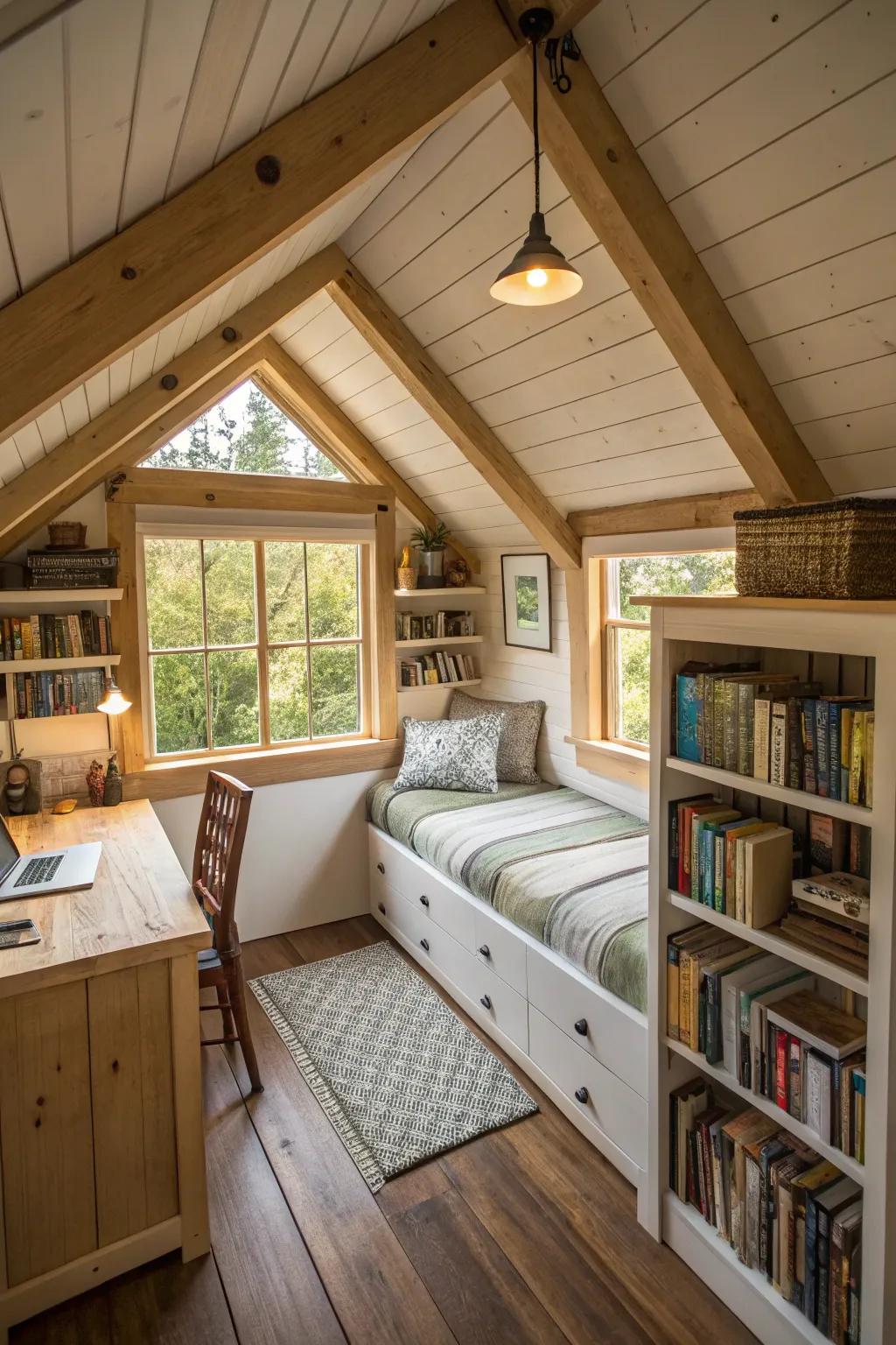 Dormer windows provide charm and illumination to loft spots.