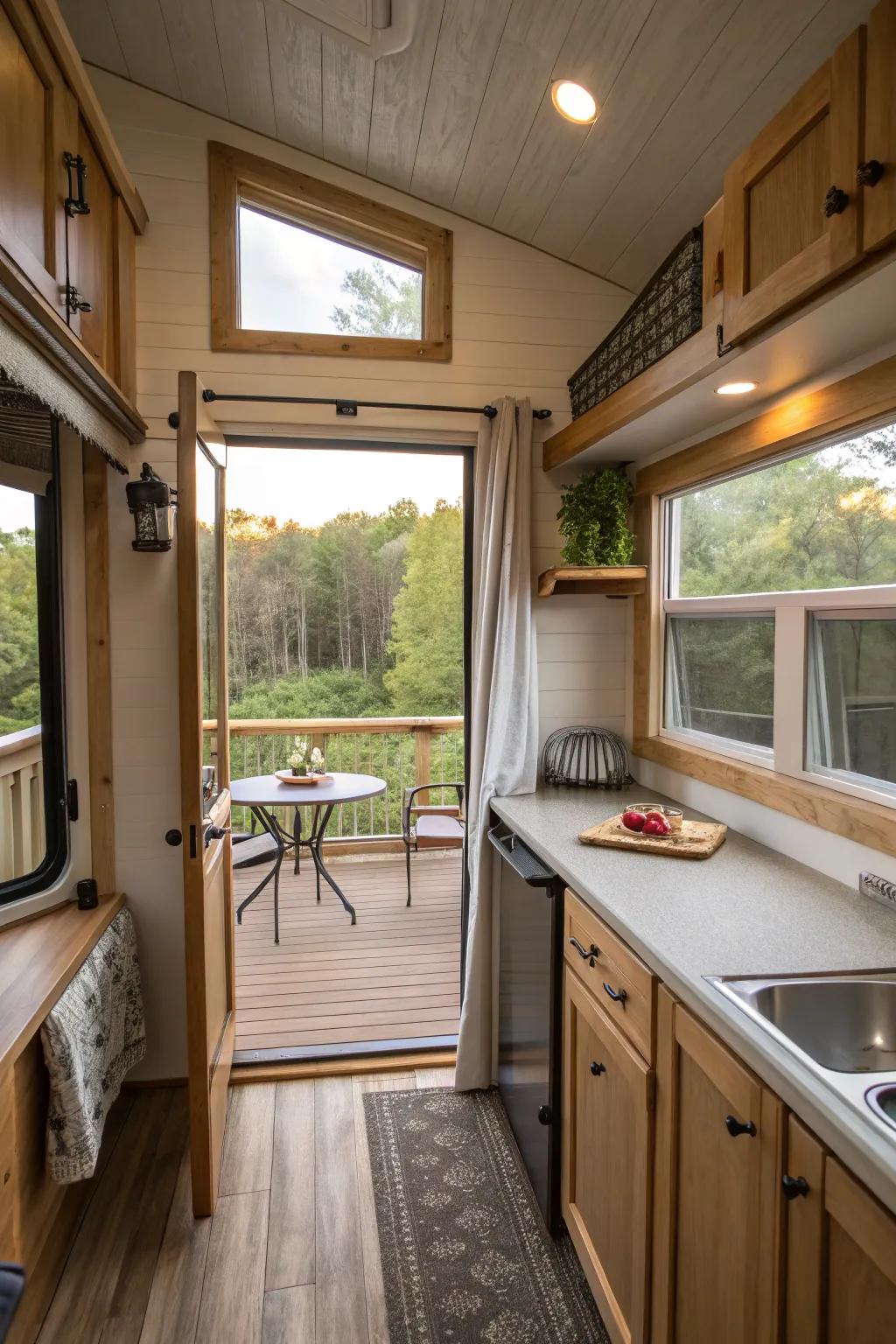 Fold up windows result in a smooth change to the outside.