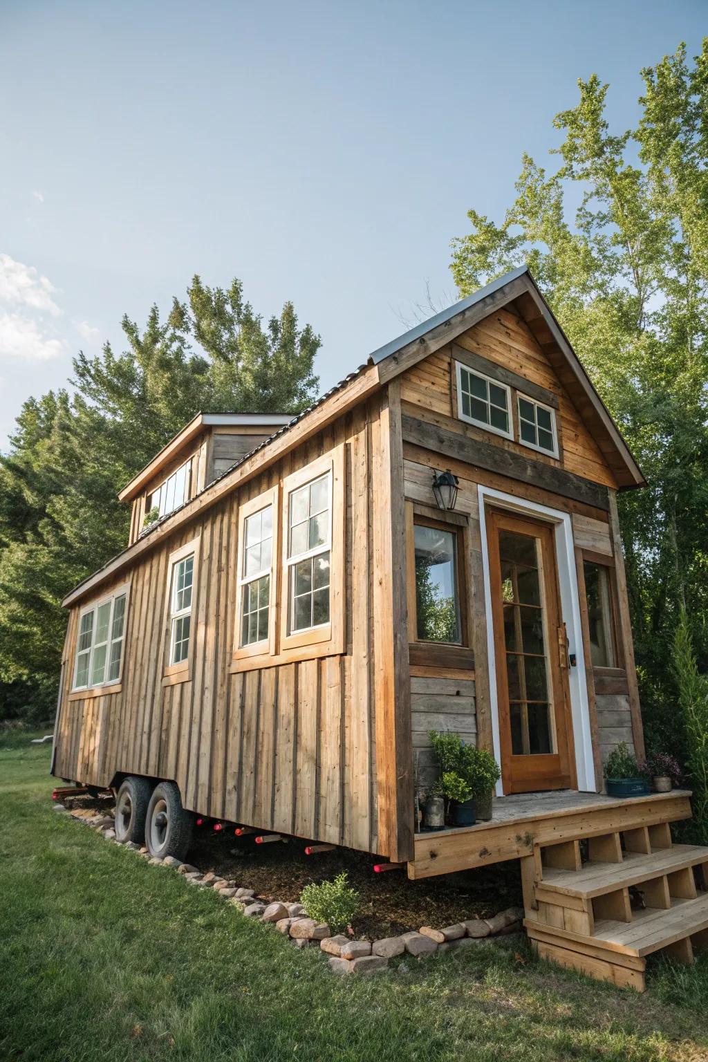 Recovered hardwood frames contribute charm and warmth to windows.