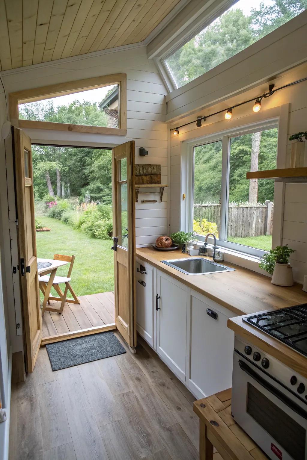 Awning windows ensure air flow and protect against rain.