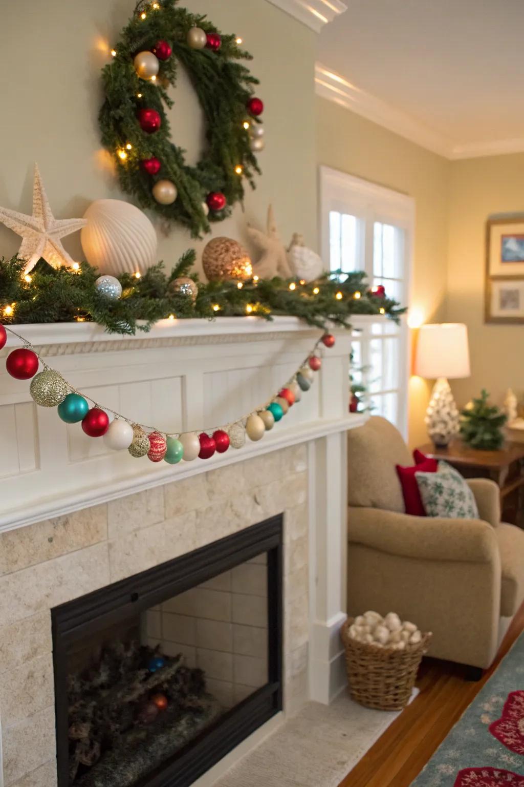 Bring the beachy vibes to your holiday decor with shell garlands.