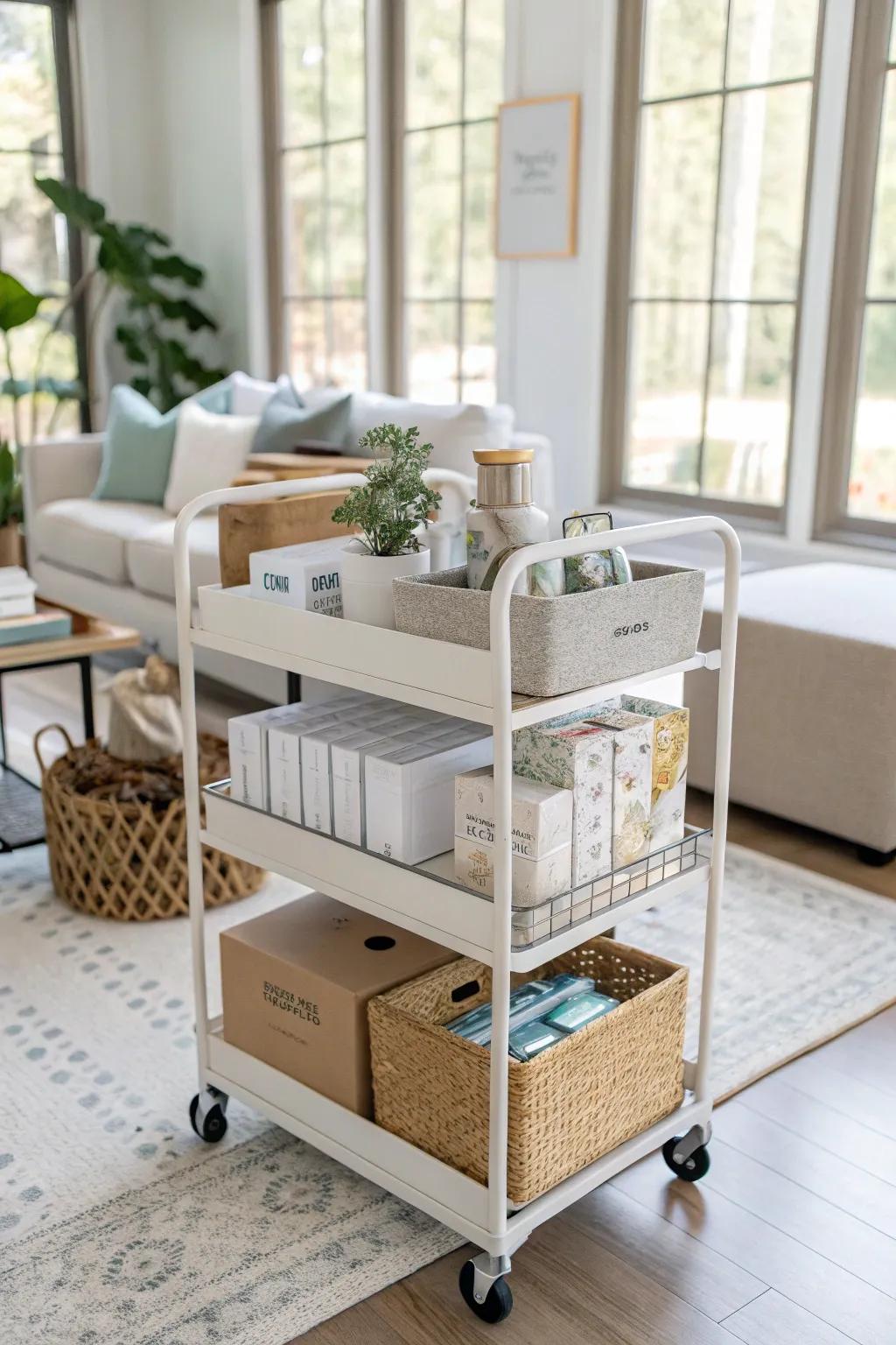 The convenience of a mobile packing cart at your fingertips.