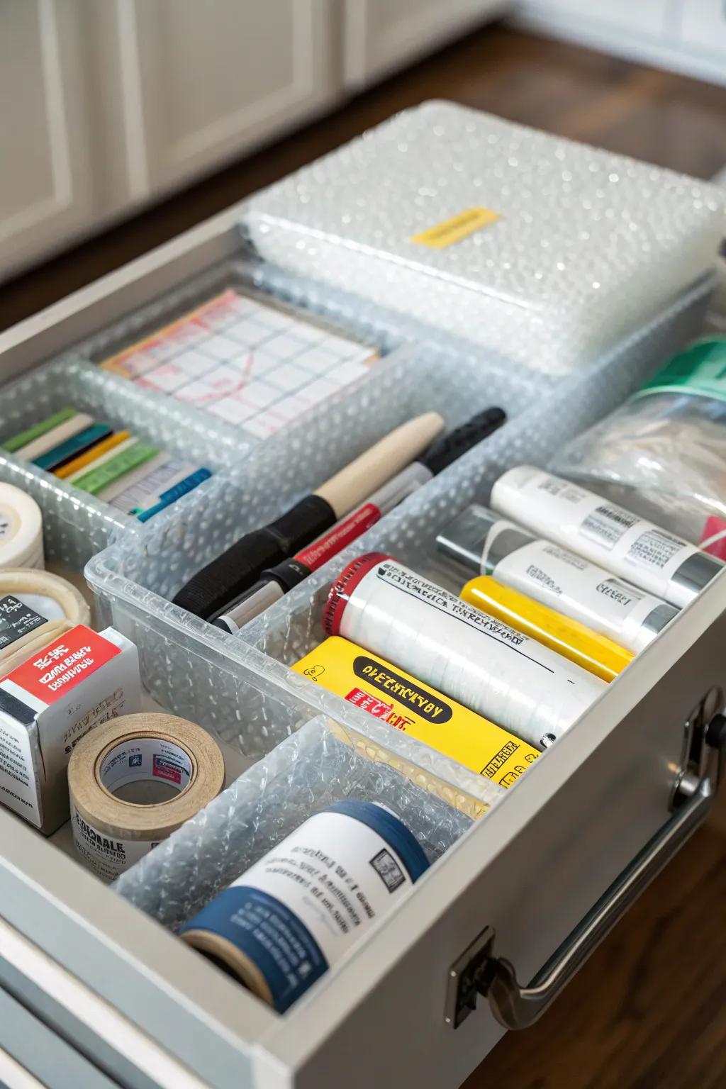 Dividers keep your packing station neat and organized.