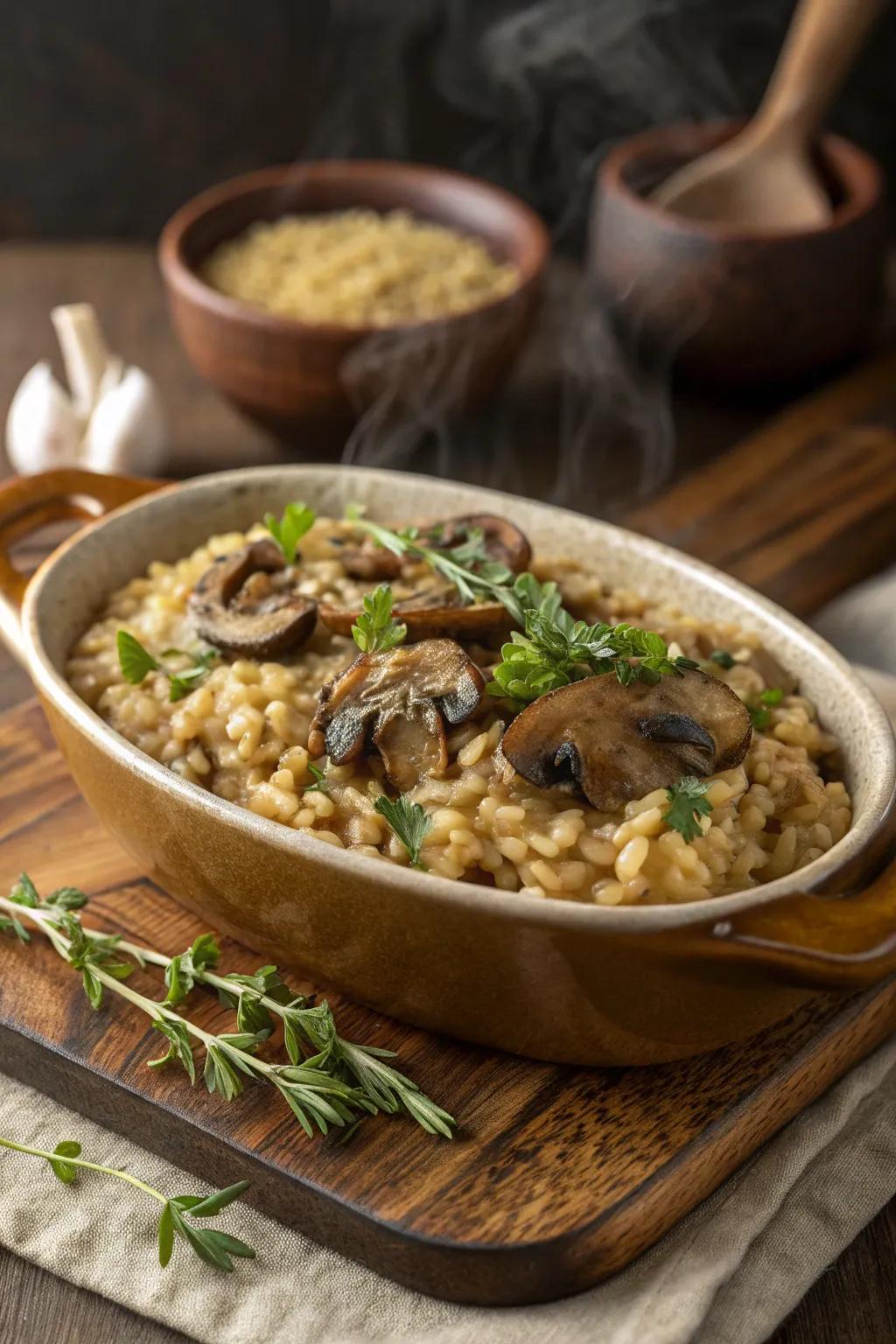 A comforting forest feast risotto.