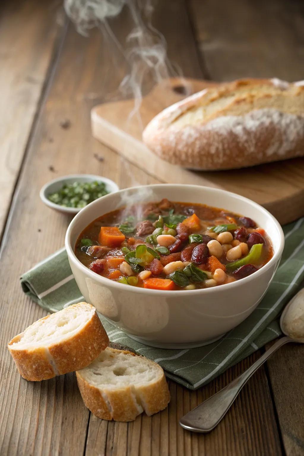 A comforting bowl of homestyle harvest soup.