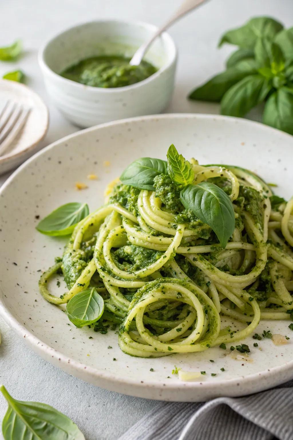 Refreshing zesty zucchini spirals.