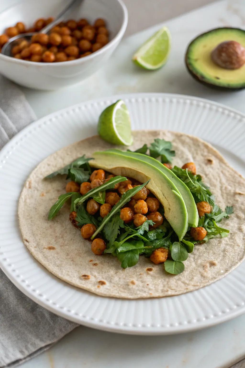 A creamy and crunchy chickpea dream wrap.