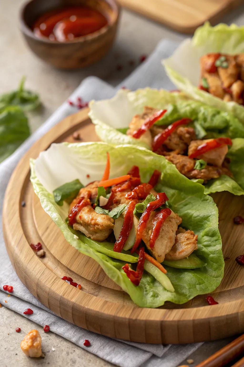 Firecracker chicken wraps for a light and flavorful lunch.