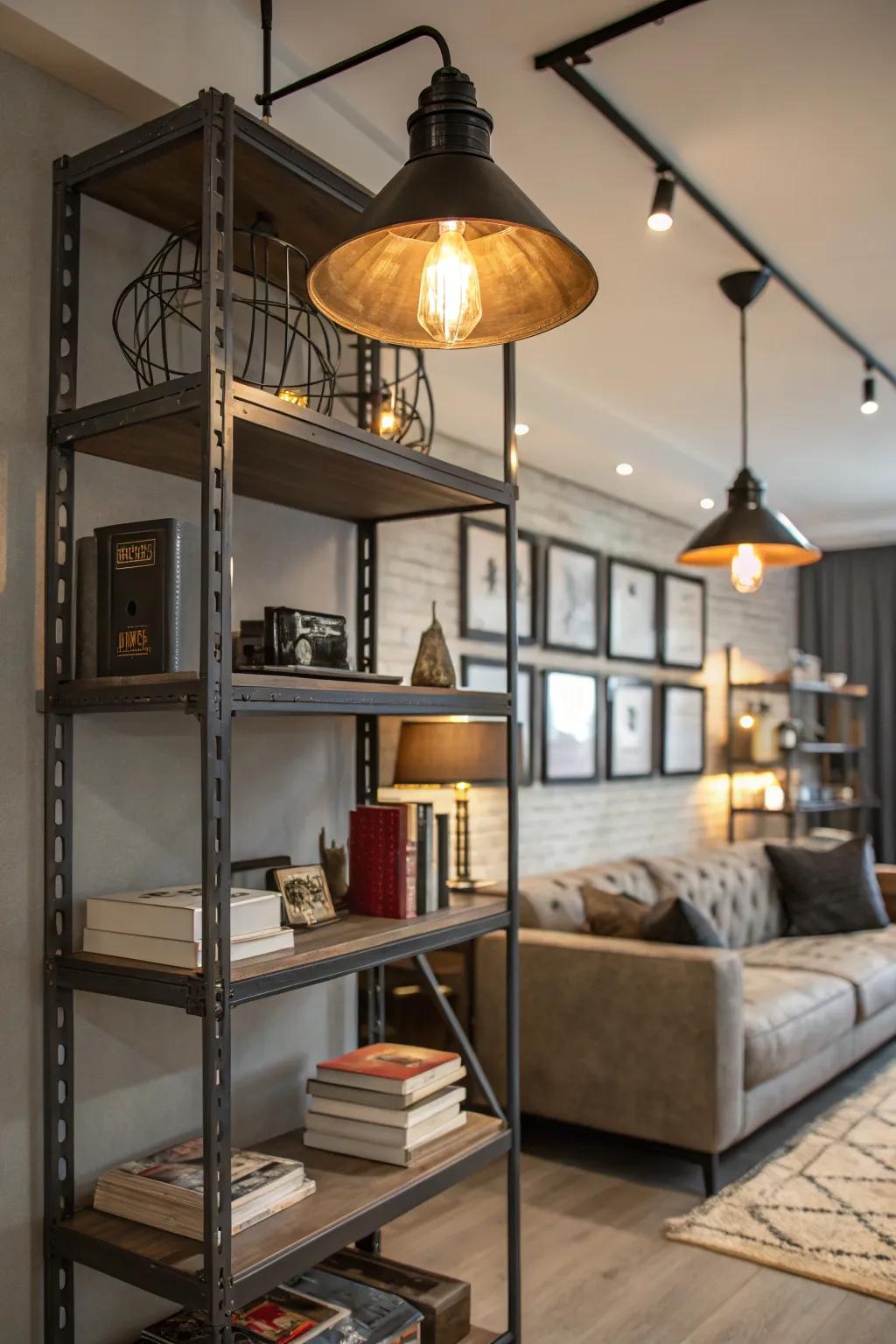 Metallic accents give an edgy feel to your industrial space.