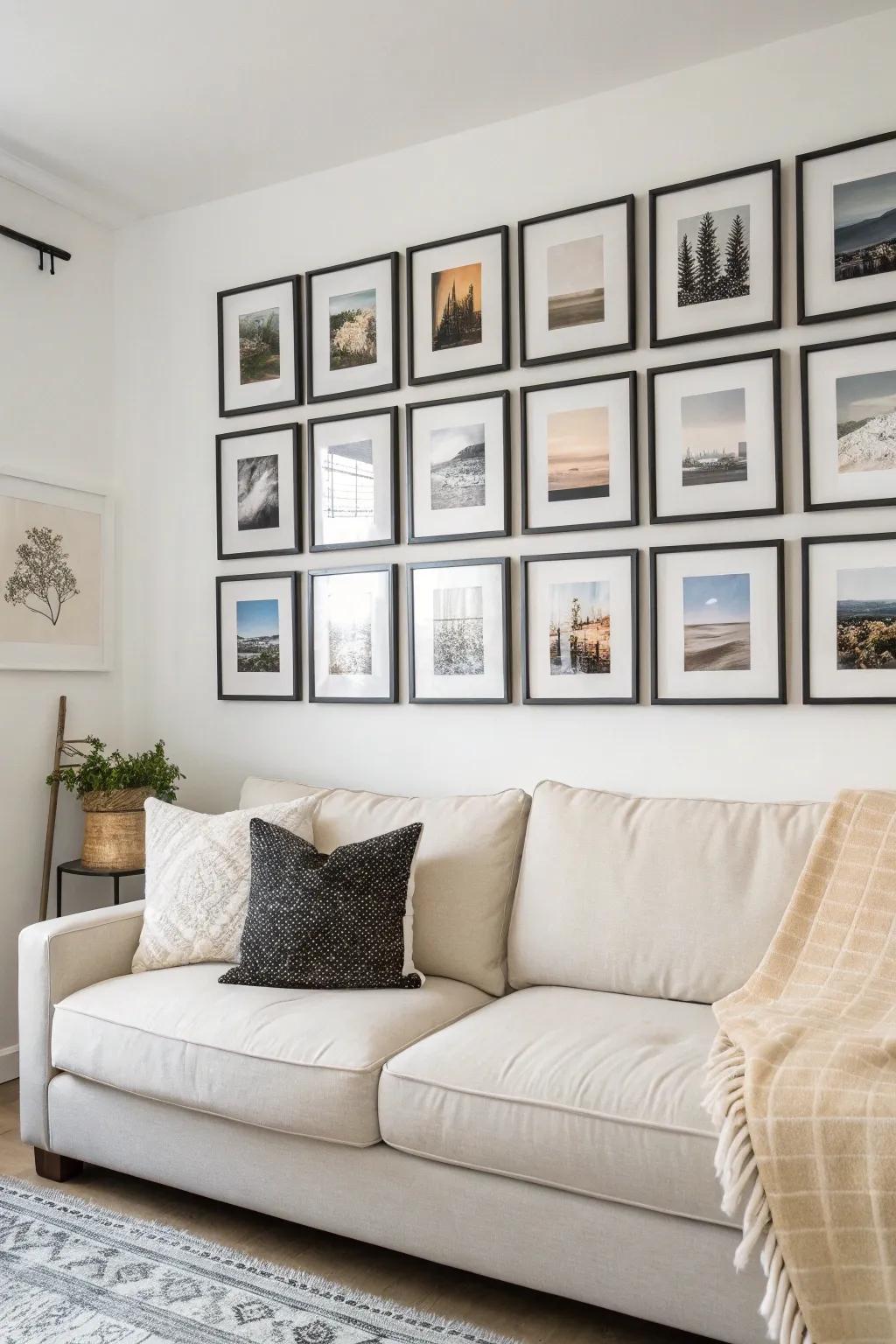 Grid patterns present a tidy, minimalist art presentation.