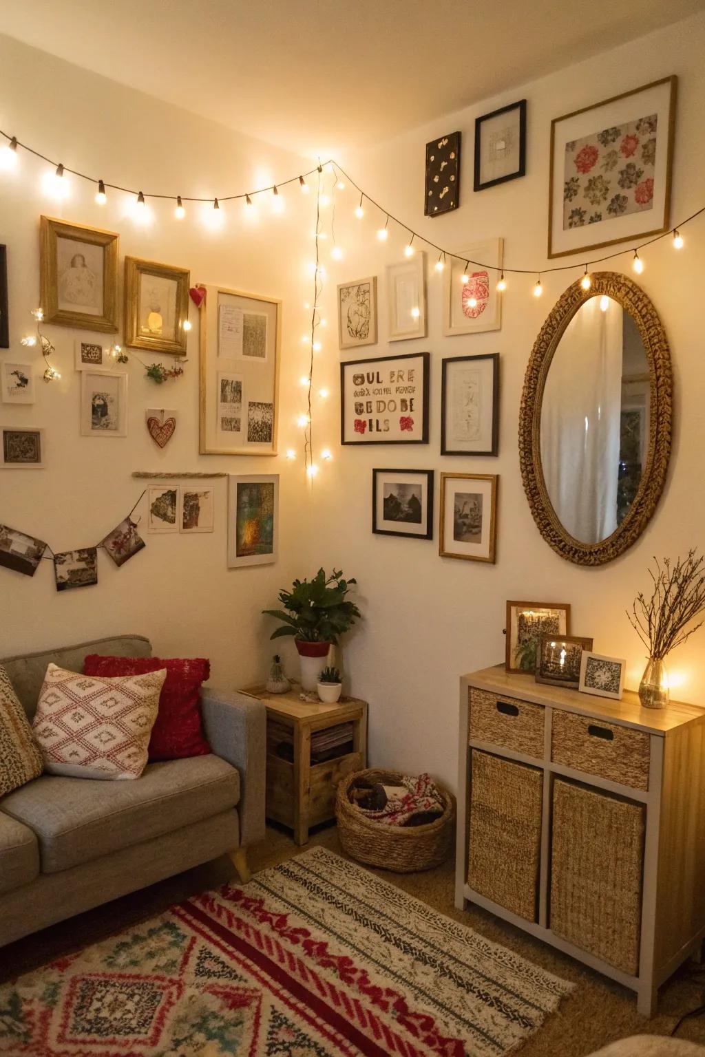 Decorative touches add personality without making your tiny room feel cluttered.