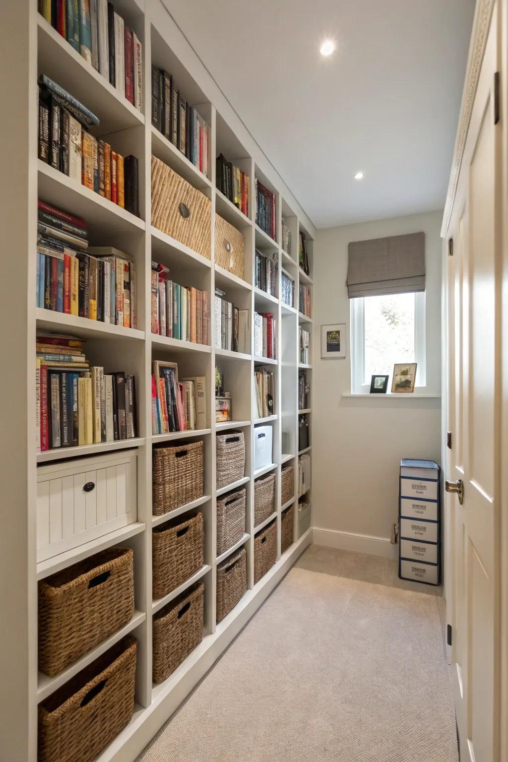 Vertical storage helps keep your small room tidy and free of clutter.
