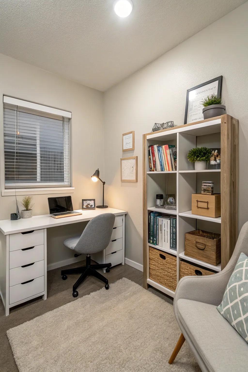 A well-organized room feels big and peaceful.