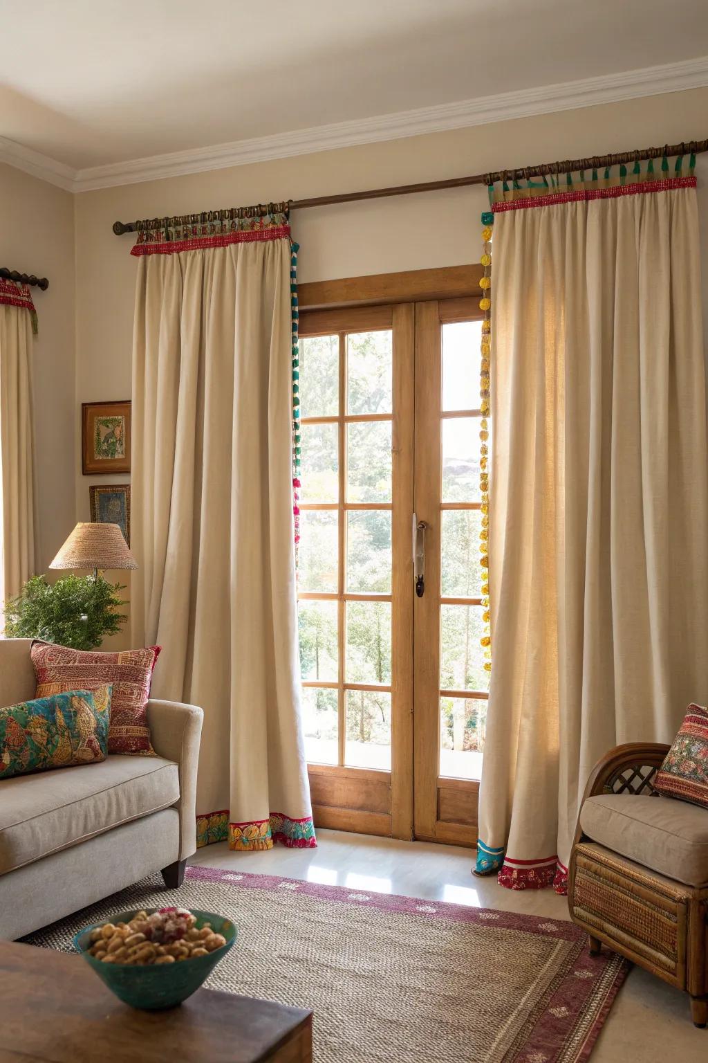 Fun decor adds individuality and charm to simple window coverings.