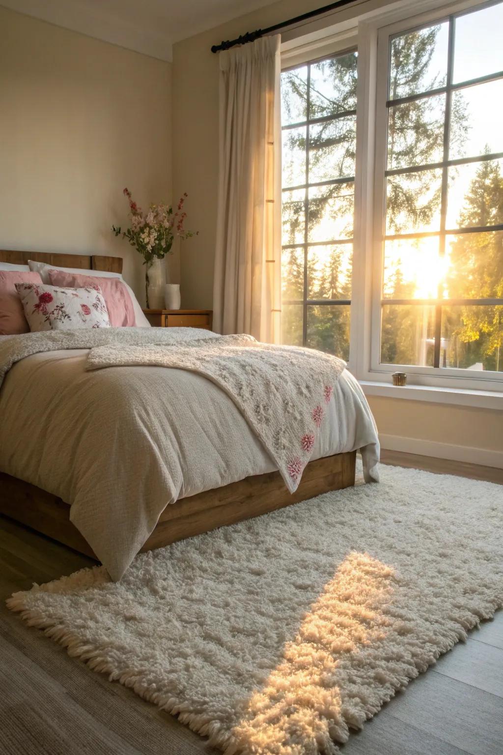 Kick off your day with the welcoming embrace of a soft rug under your feet.