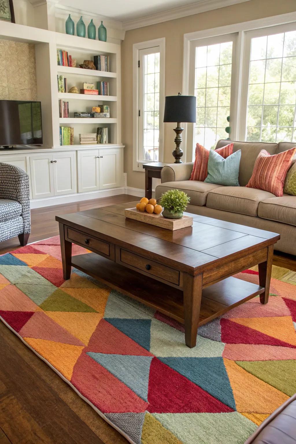 A strategically placed rug can really make your key furniture pieces stand out.