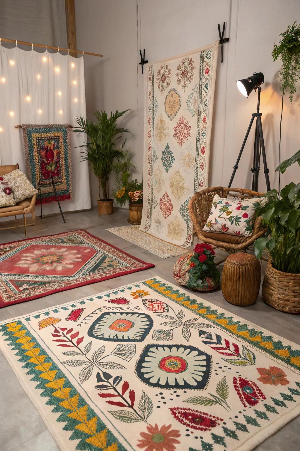Using eclectic rug patterns is a great way to inject some fun into your decor.