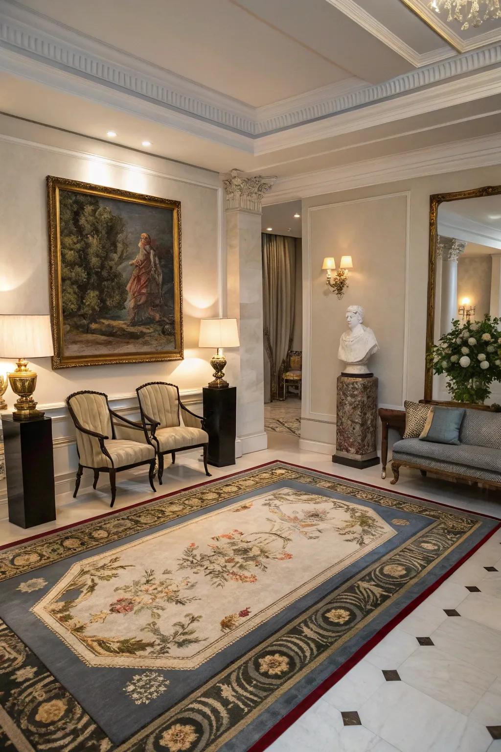 Rugs can cleverly direct attention to the important things in your room.