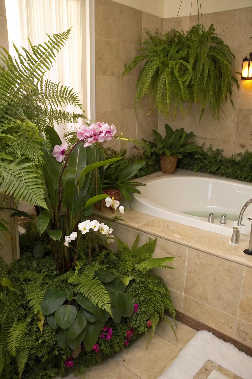 Transform your lavatory into a verdant, spa-like retreat through the incorporation of plants.