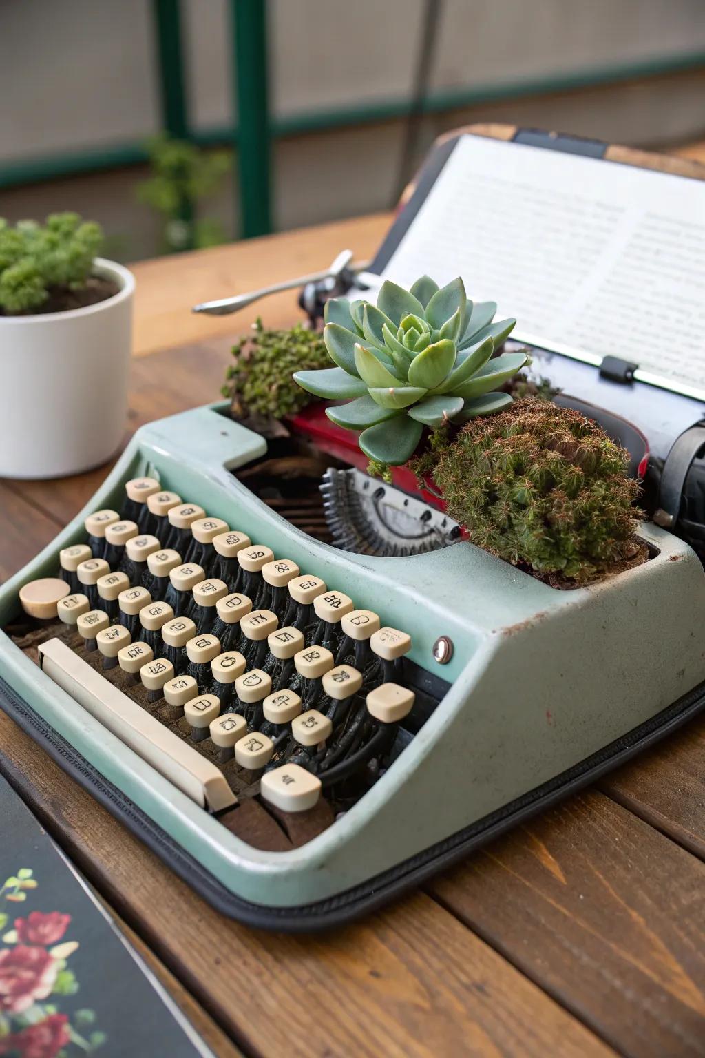 Unite vintage allure with foliage for a distinctive display.