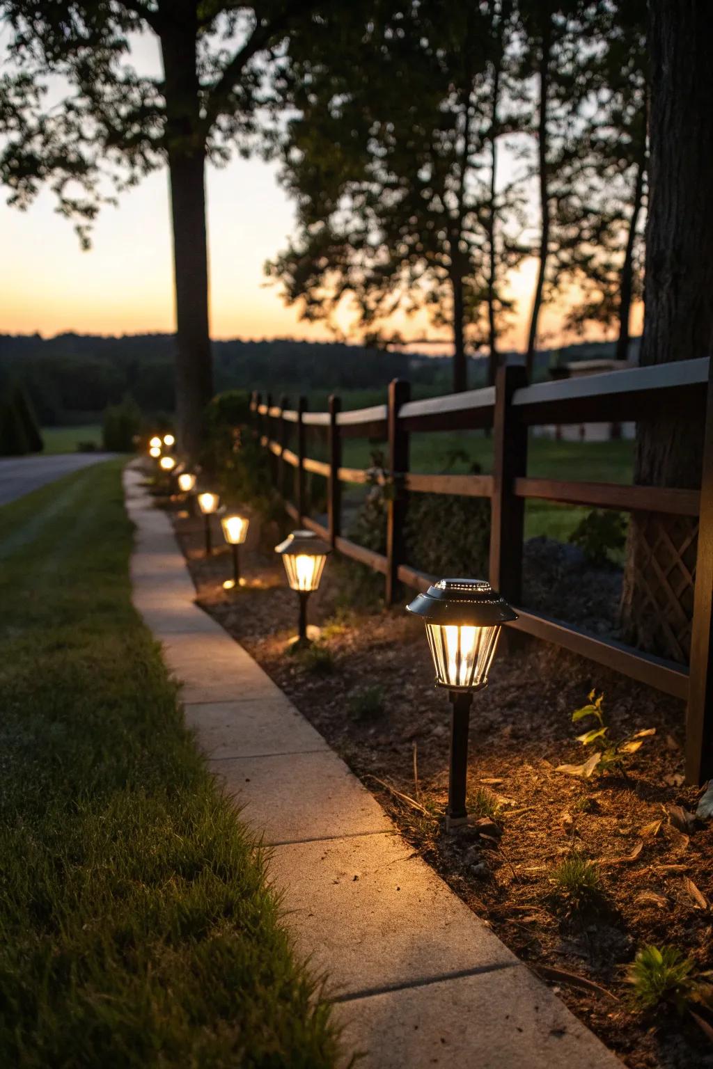 Solar lights enhance the night.