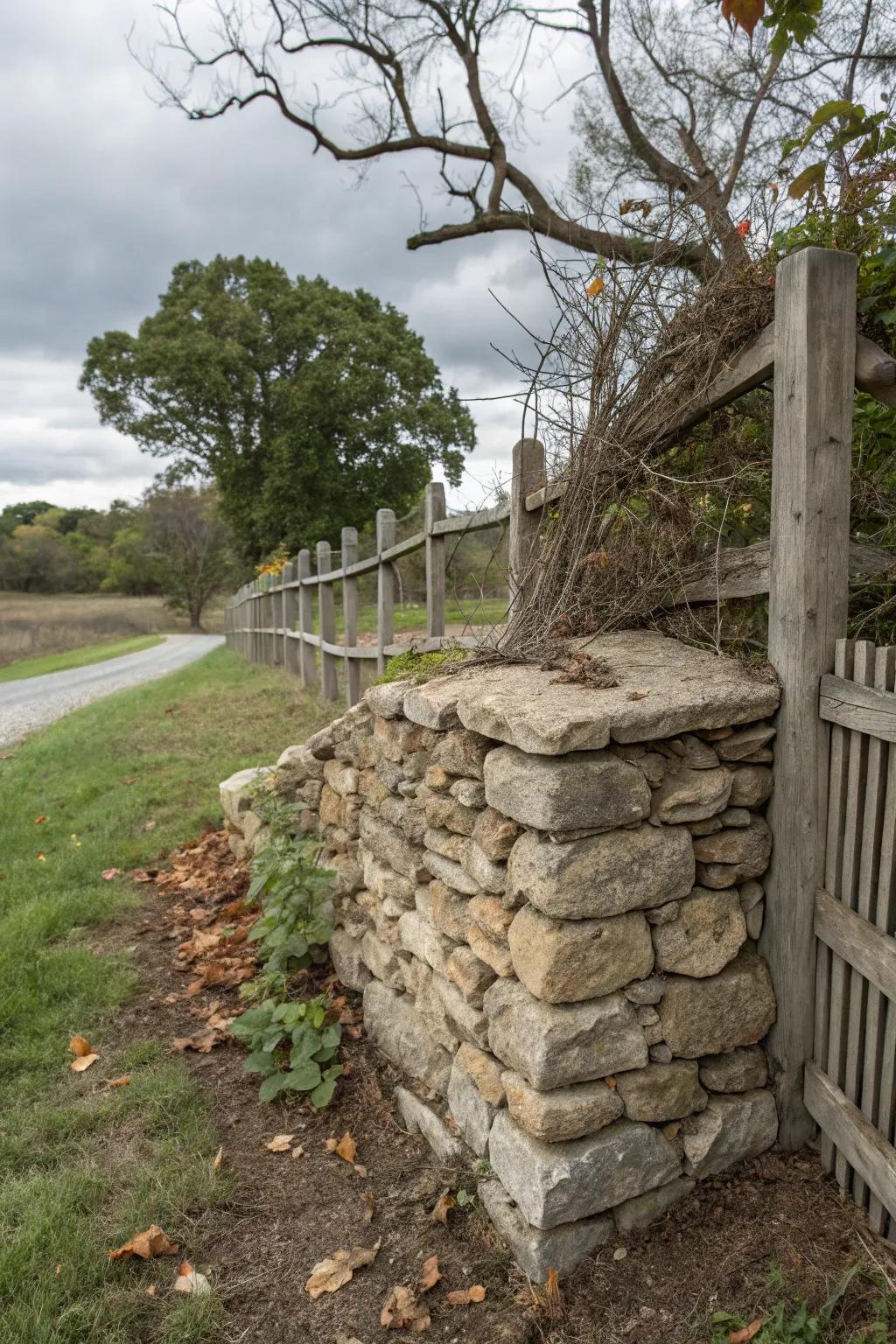 A stone facade adds a touch of country charm.
