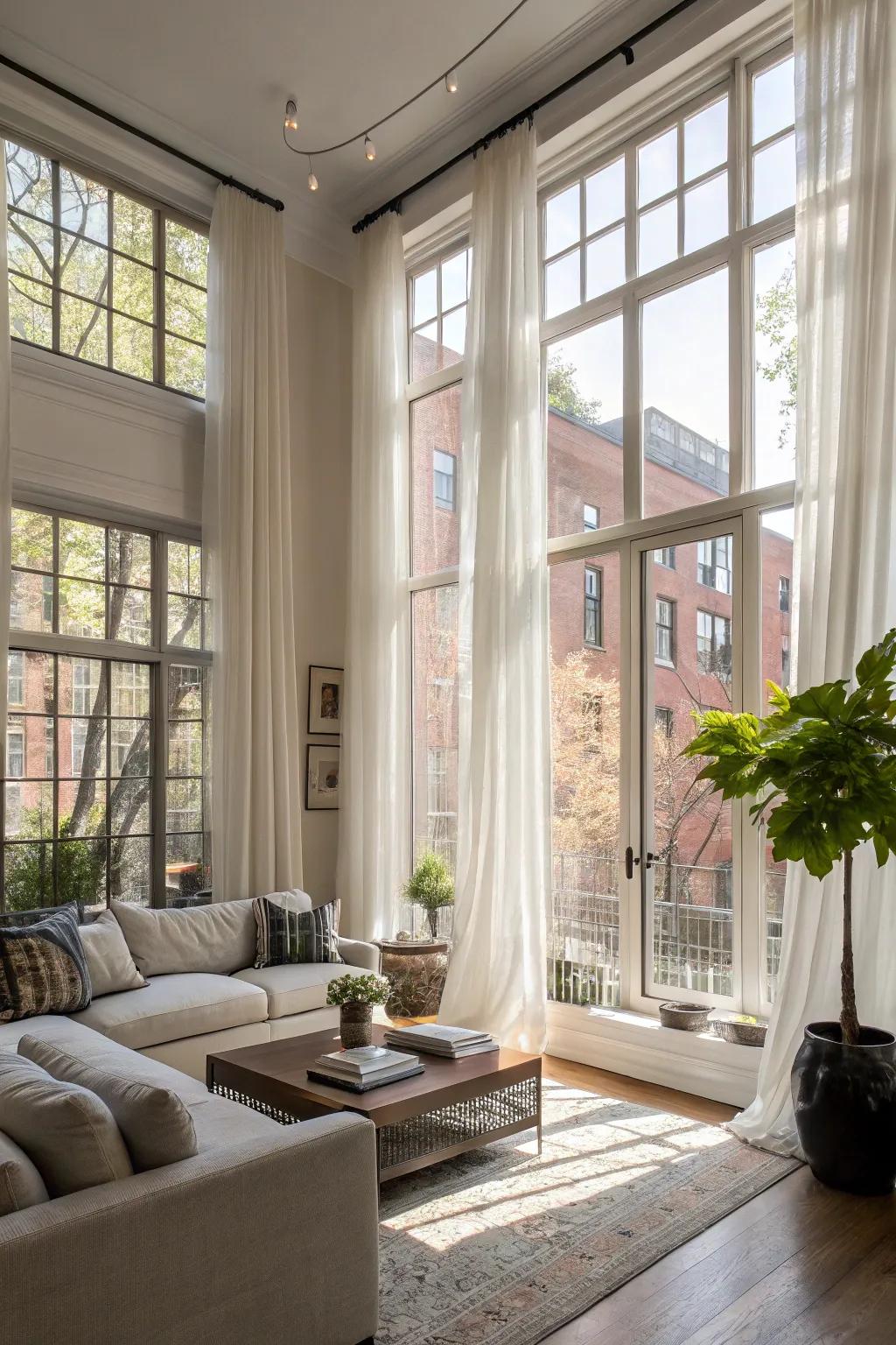 Sunlight enhances the coziness and openness of a family room.
